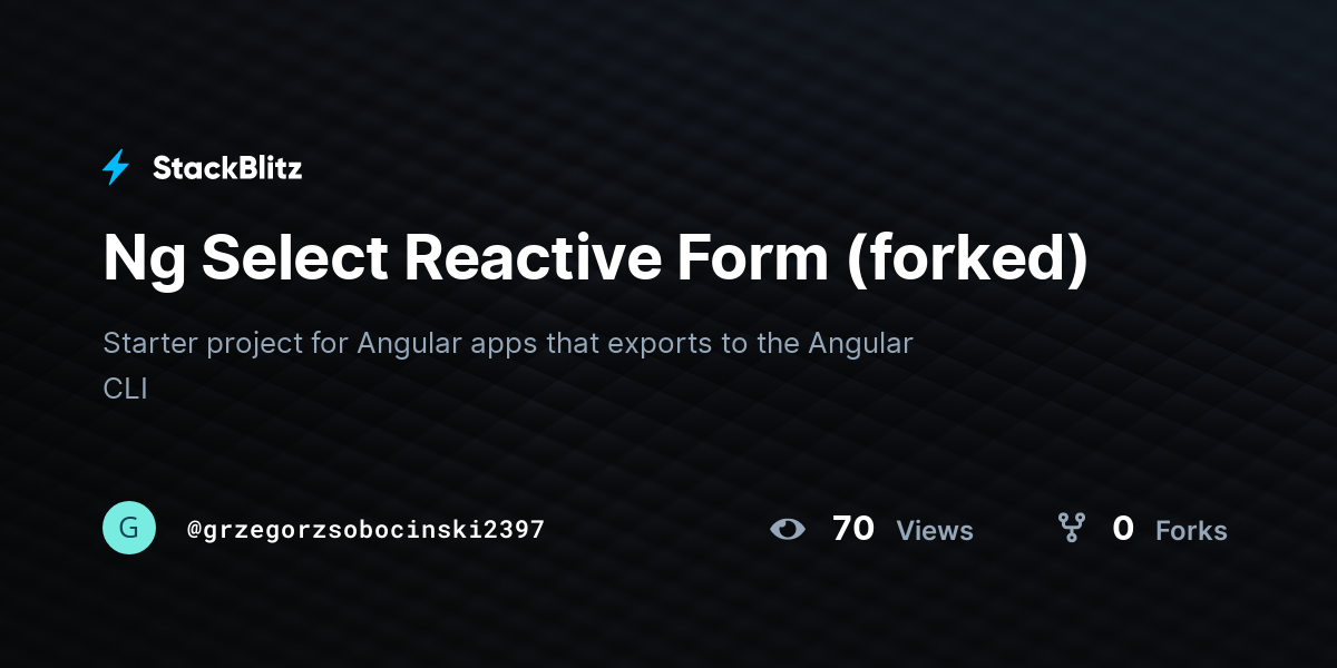 Ng Select Reactive Form (forked) - StackBlitz