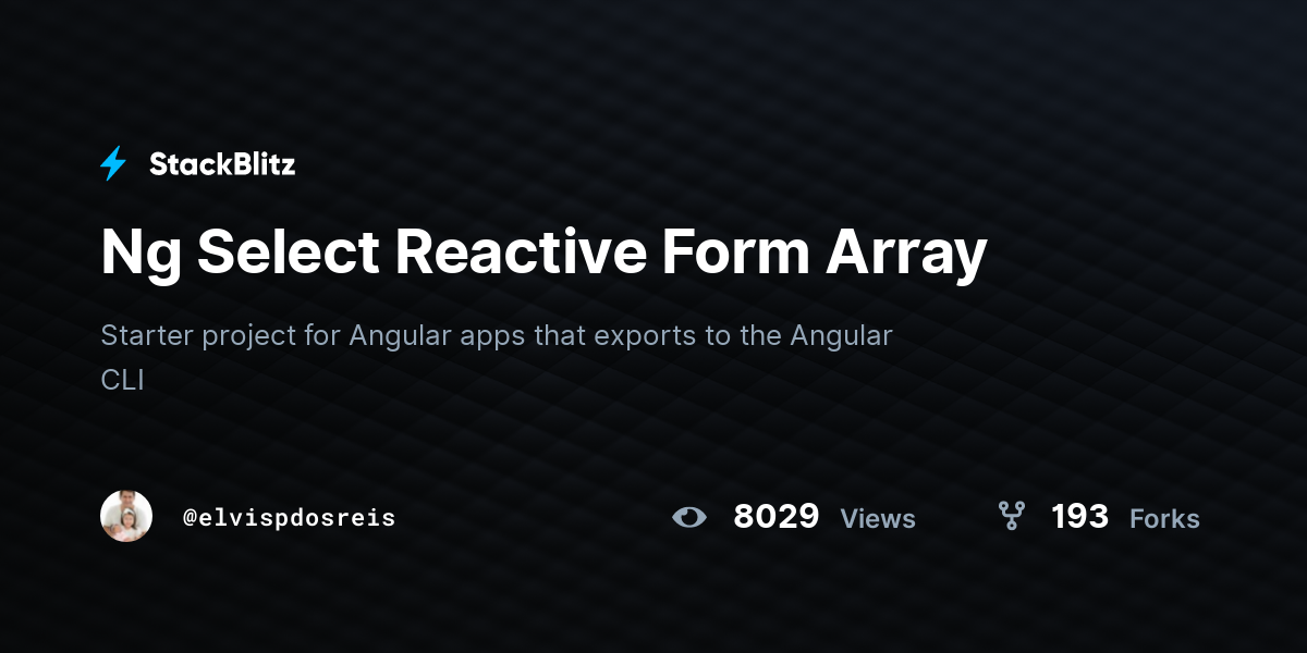 Ng Select Reactive Form Array - StackBlitz