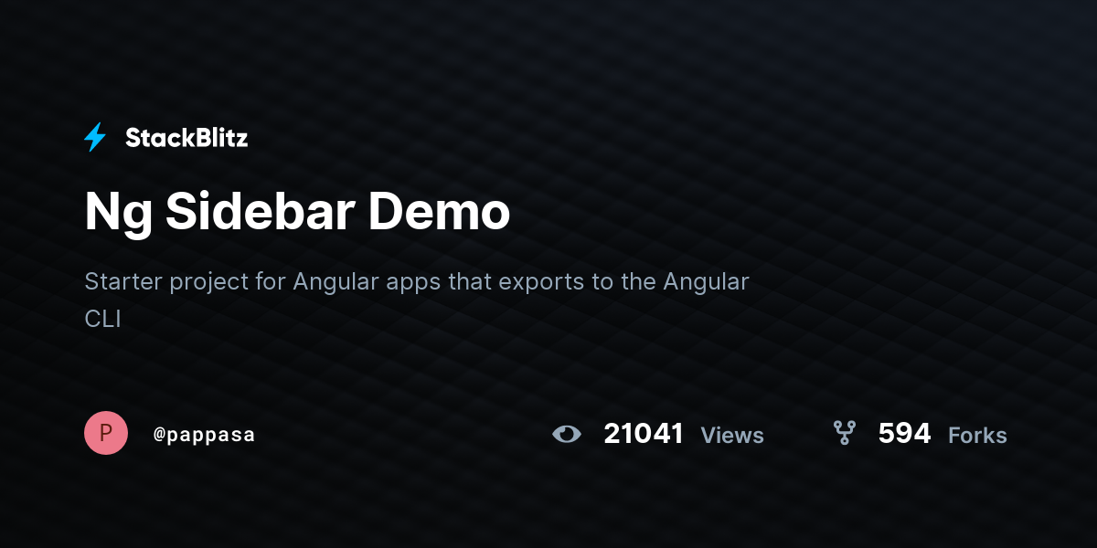 Ng Sidebar Demo - StackBlitz