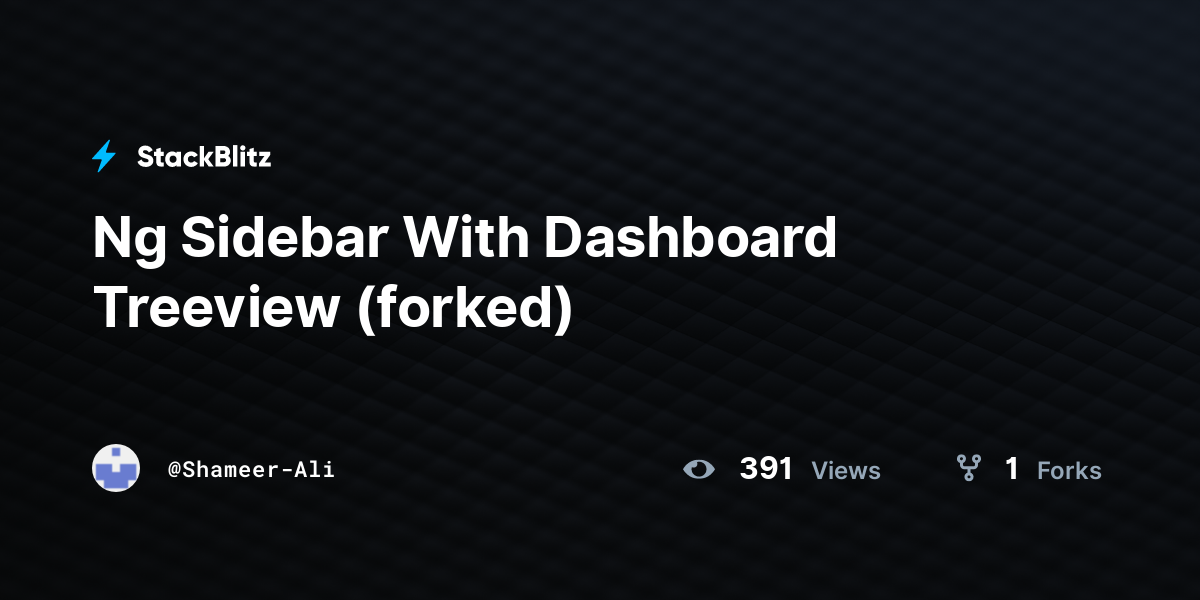 Ng Sidebar With Dashboard Treeview (forked) StackBlitz