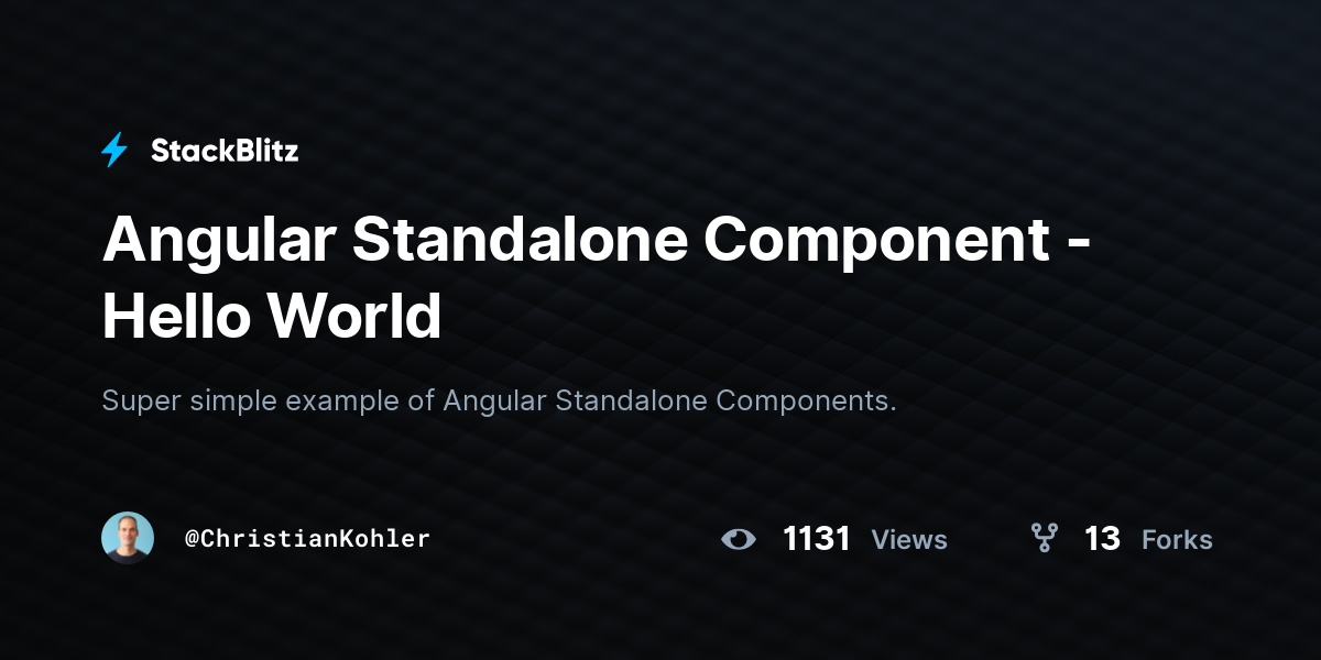Angular Standalone Component - Hello World - StackBlitz