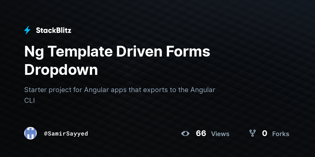 Ng Template Driven Forms Dropdown - StackBlitz