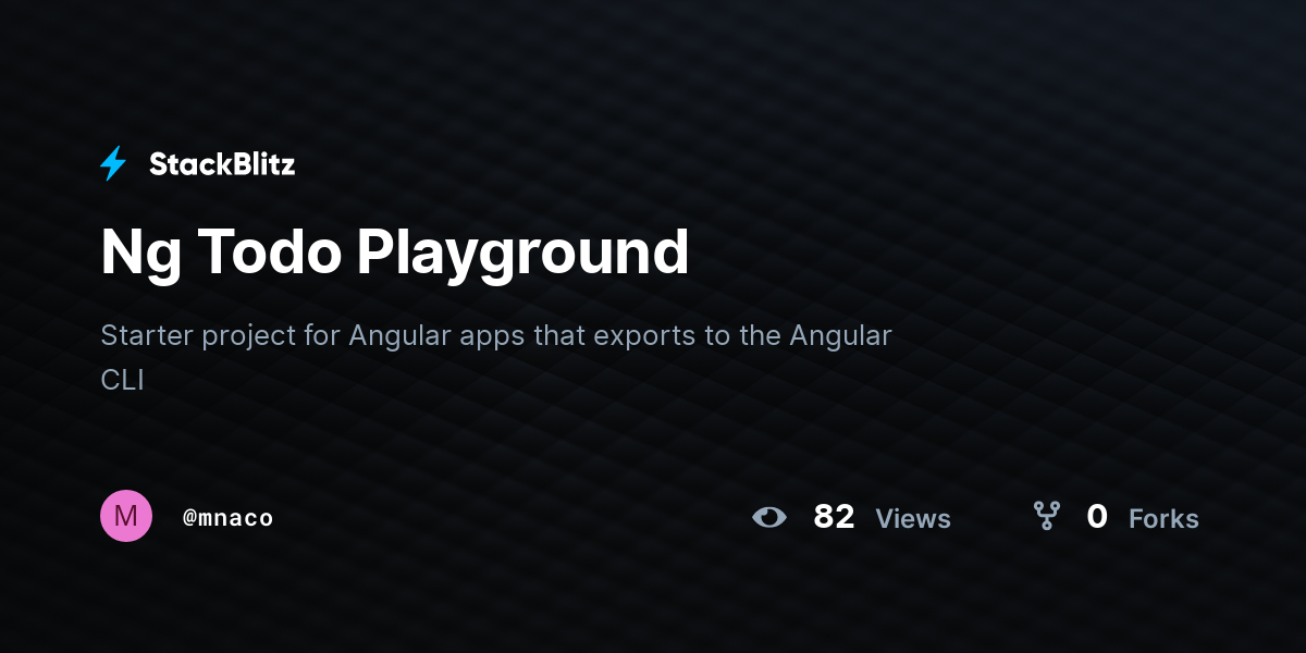 Ng Todo Playground - StackBlitz