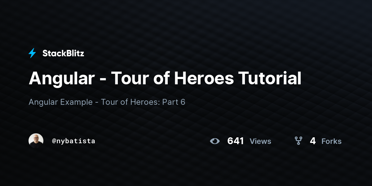 Angular - Tour of Heroes Tutorial - StackBlitz