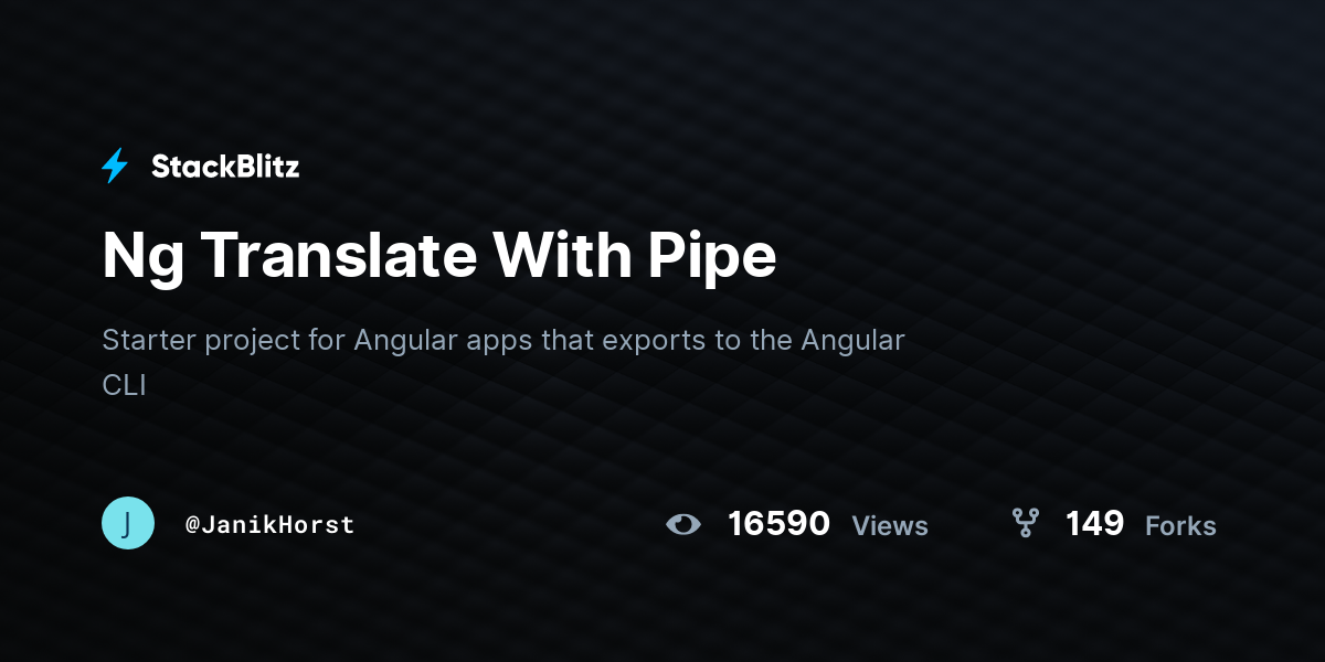 Ng Translate With Pipe - StackBlitz