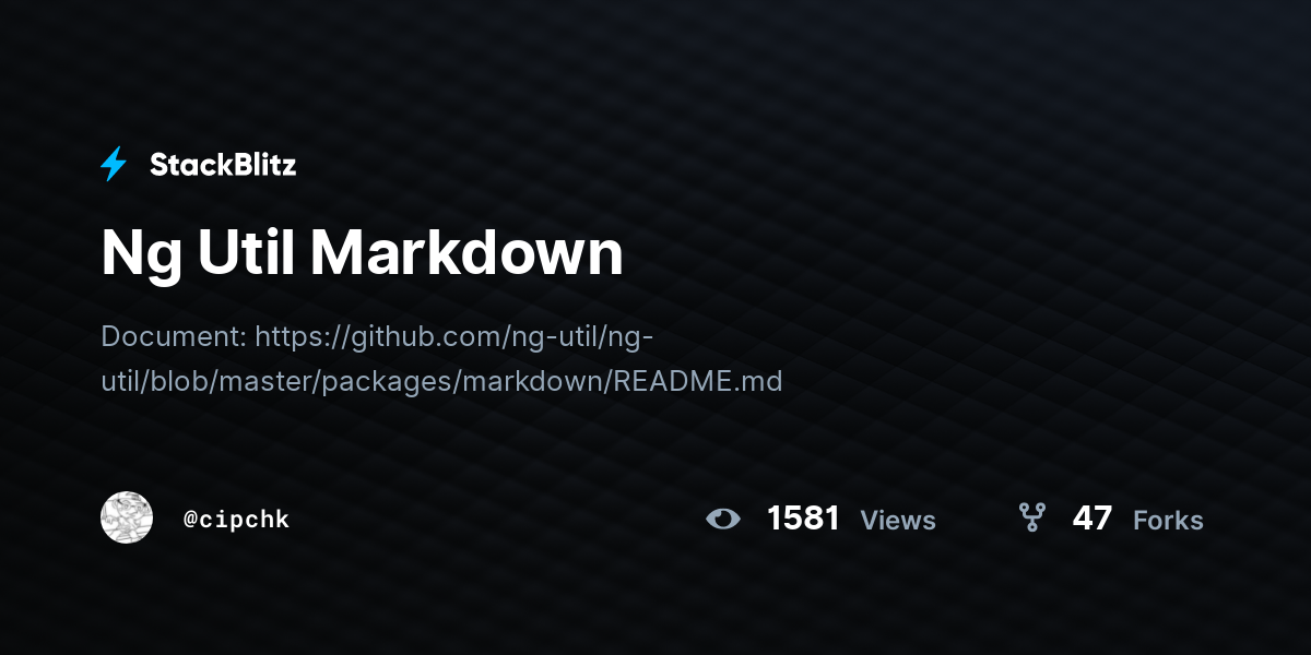 Ng Util Markdown - StackBlitz