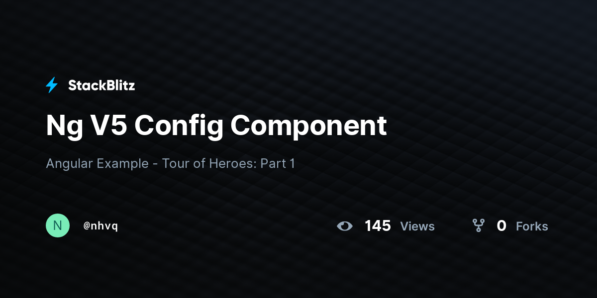 Ng V5 Config Component - StackBlitz