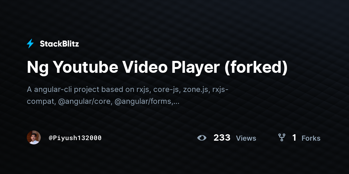 Ng Youtube Video Player (forked) - StackBlitz