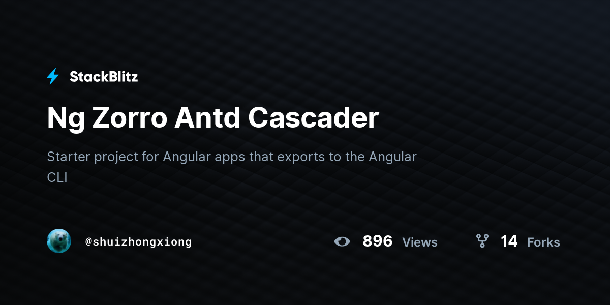 Ng Zorro Antd Cascader - StackBlitz