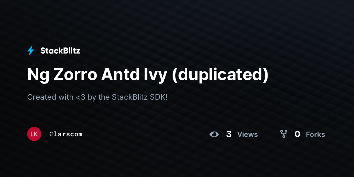 Ng Zorro Antd Ivy (duplicated) - StackBlitz