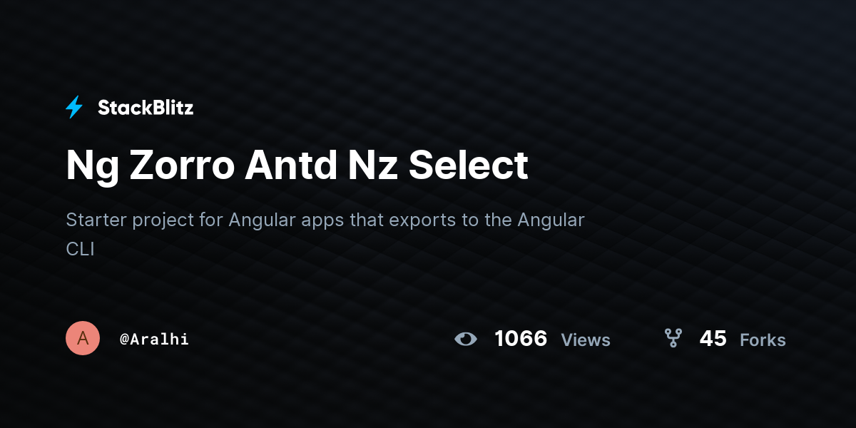 Ng Zorro Antd Nz Select - StackBlitz