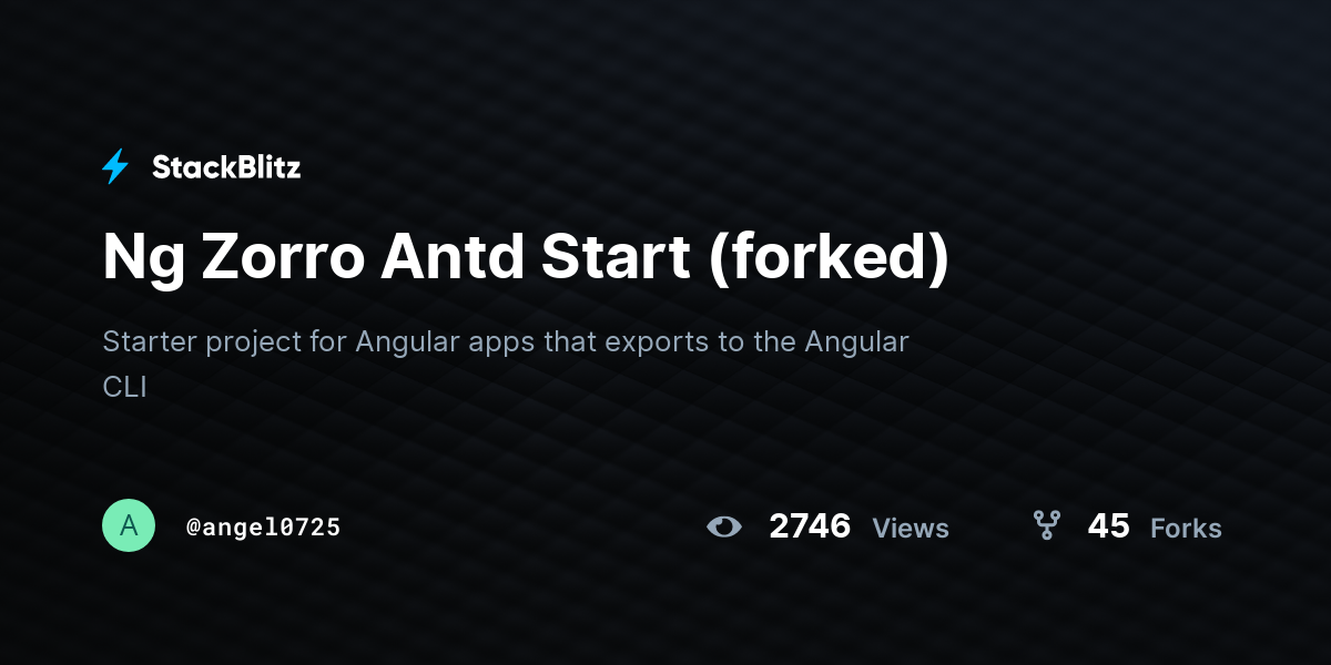 Ng Zorro Antd Start (forked) - StackBlitz