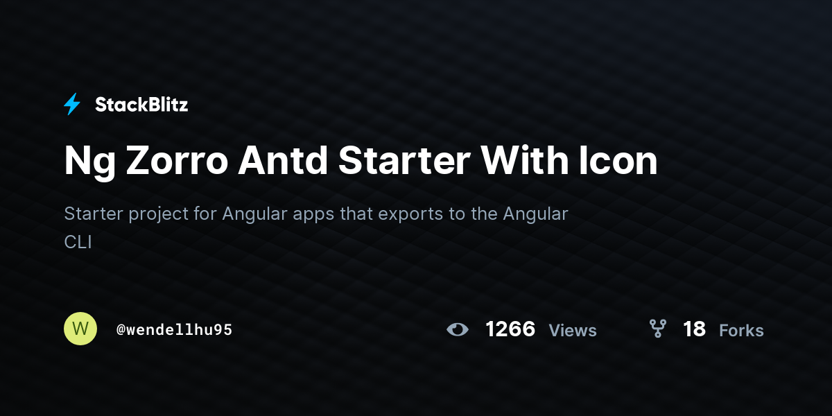 Ng Zorro Antd Starter With Icon - StackBlitz