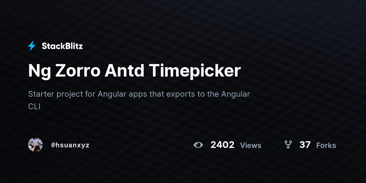 Ng Zorro Antd Timepicker - StackBlitz