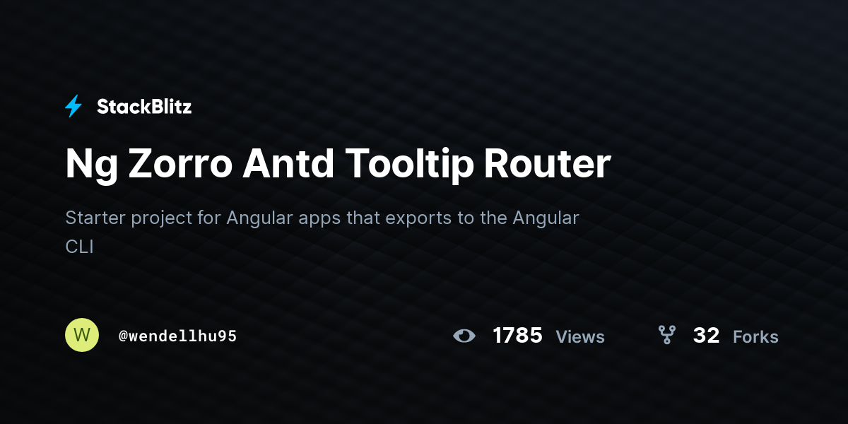 Ng Zorro Antd Tooltip Router - StackBlitz