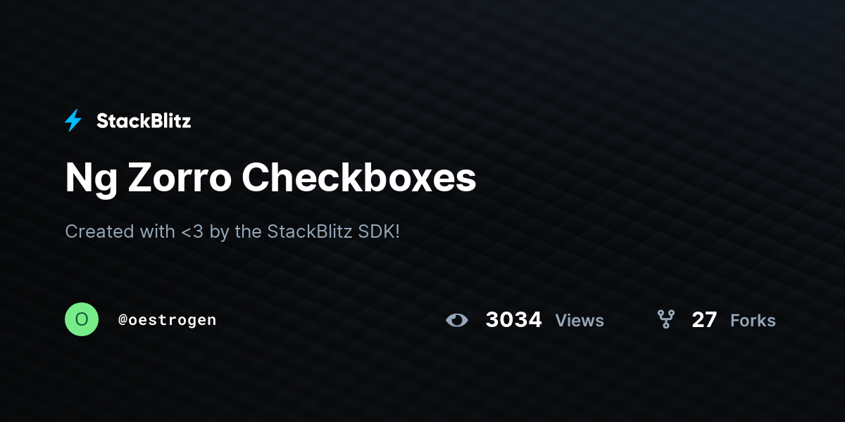 Ng Zorro Checkboxes - StackBlitz