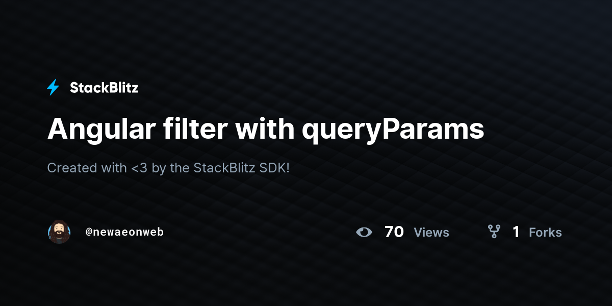 Angular filter with queryParams - StackBlitz