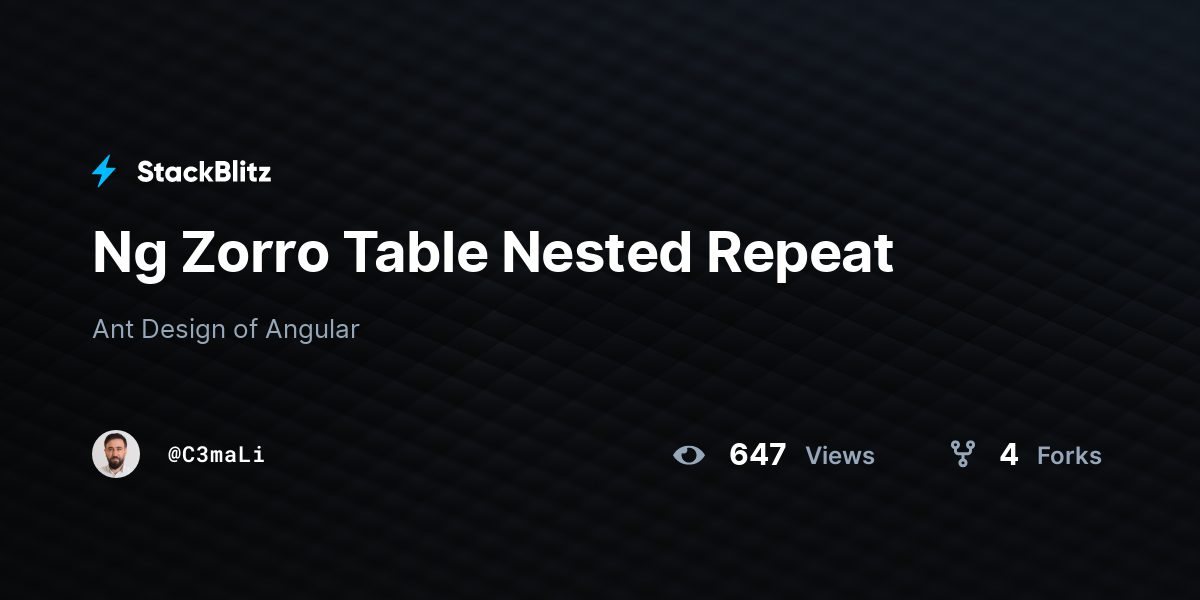Ng Zorro Table Nested Repeat - StackBlitz