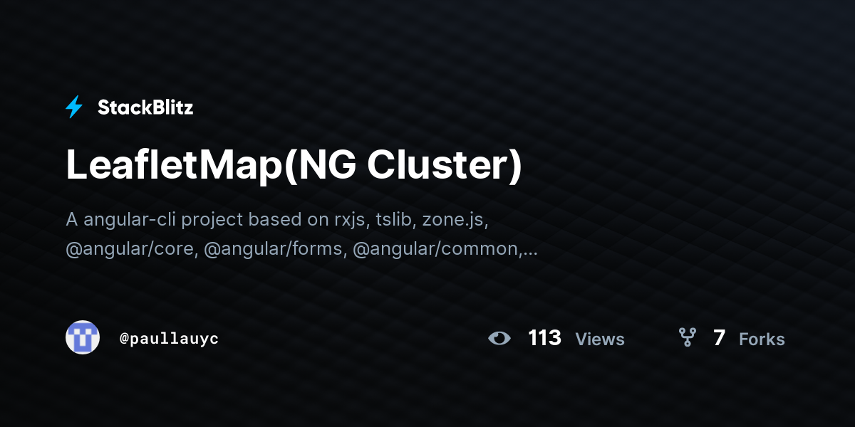 LeafletMap(NG Cluster) - StackBlitz