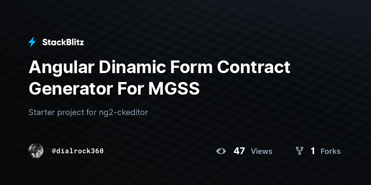 Angular Dinamic Form Contract Generator For MGSS - StackBlitz