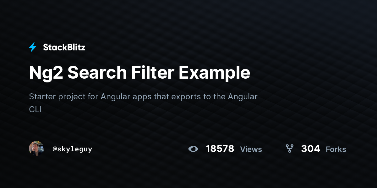 Ng2 Search Filter Example StackBlitz