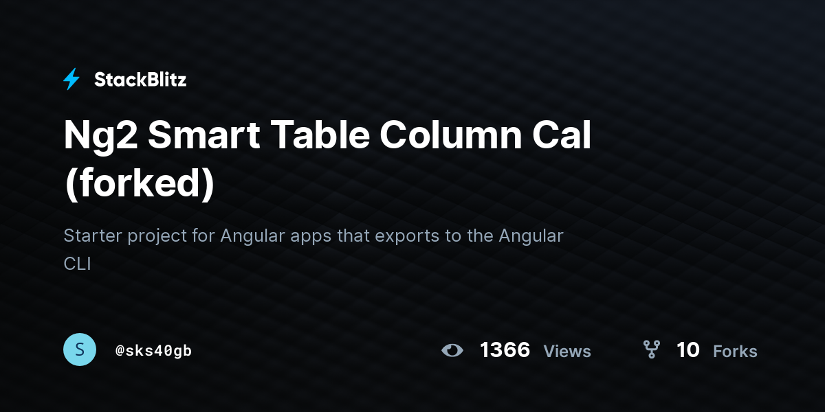 Ng2 Smart Table Column Cal (forked) - StackBlitz