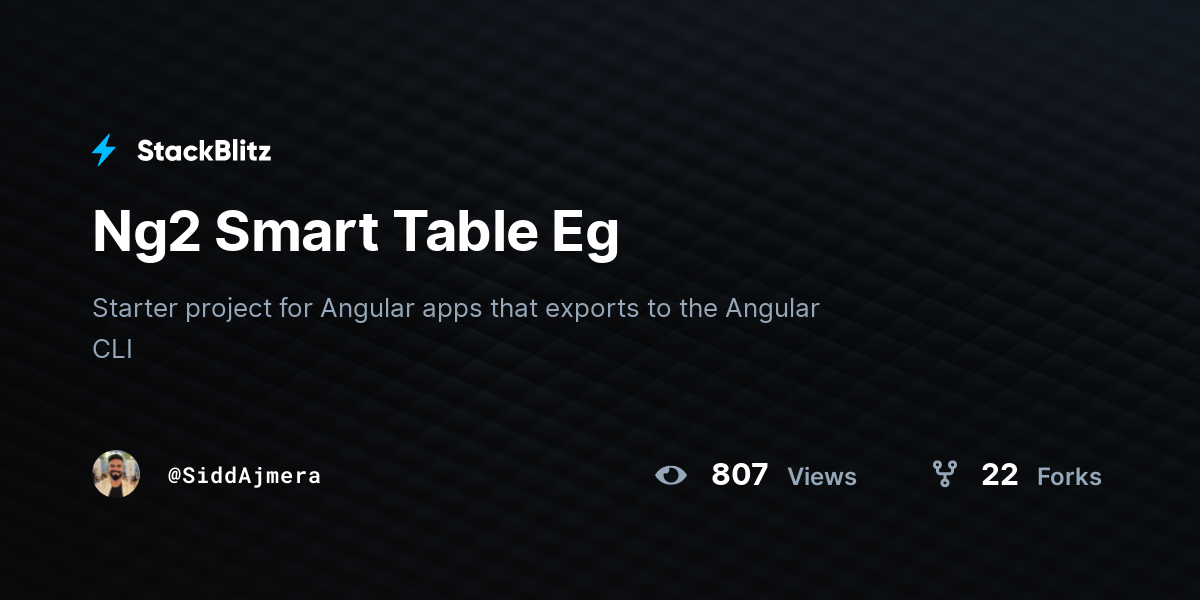 Ng2 Smart Table Eg - StackBlitz