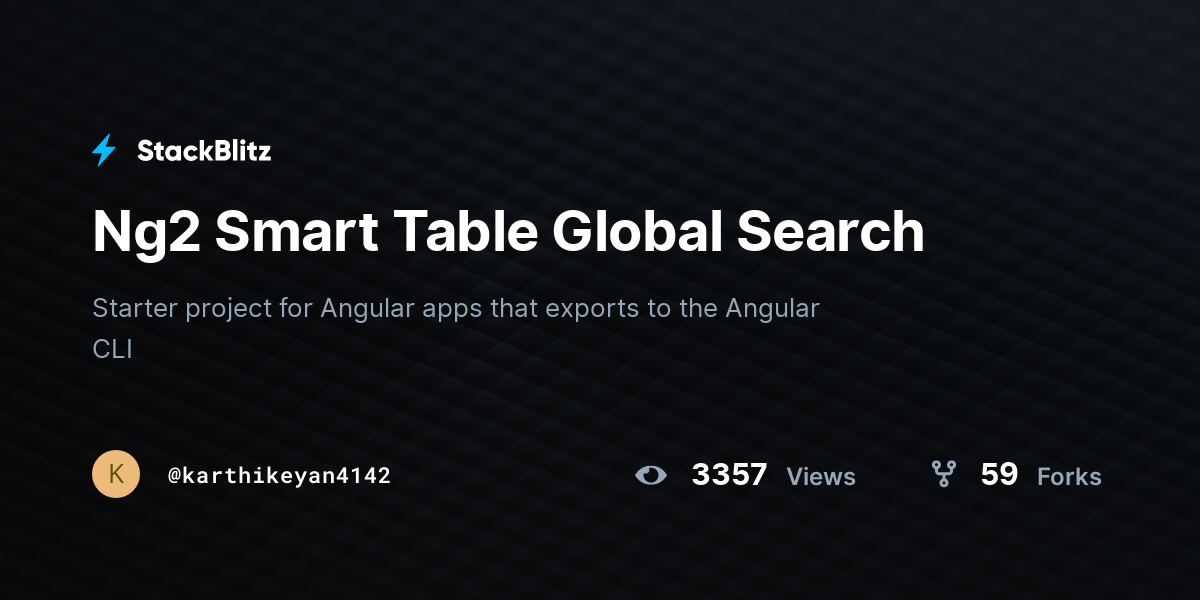 Ng2 Smart Table Global Search - StackBlitz