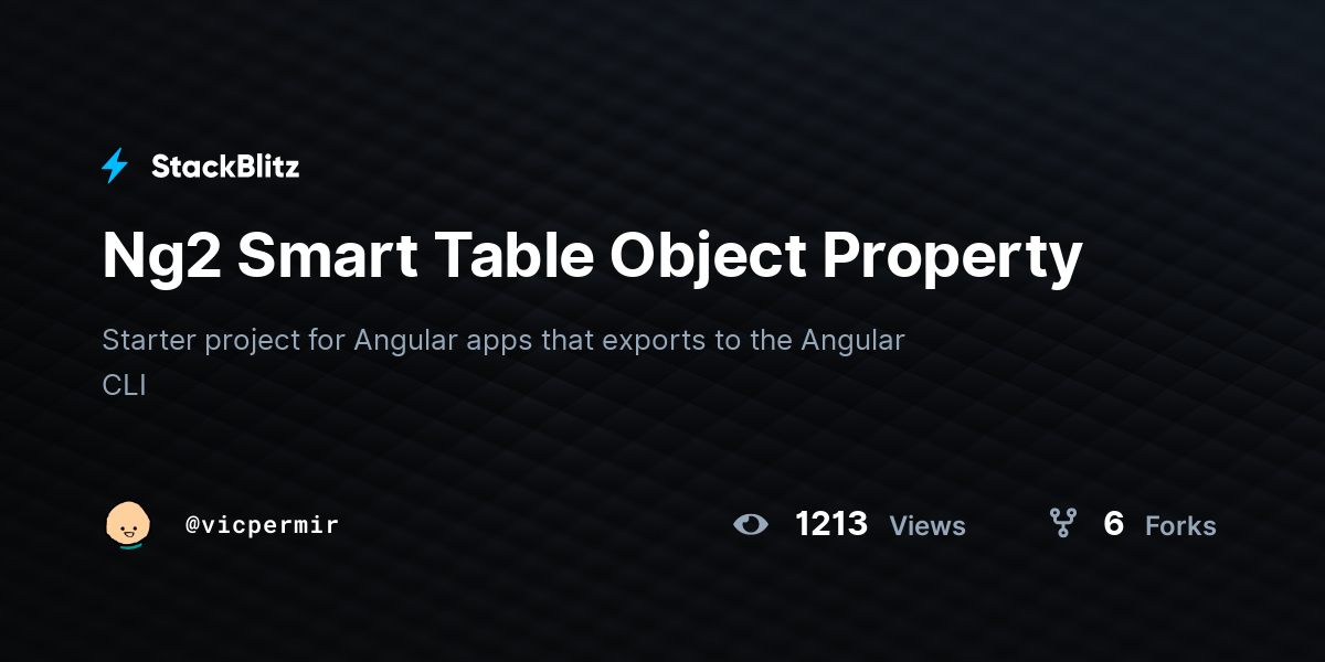 Ng2 Smart Table Object Property - StackBlitz