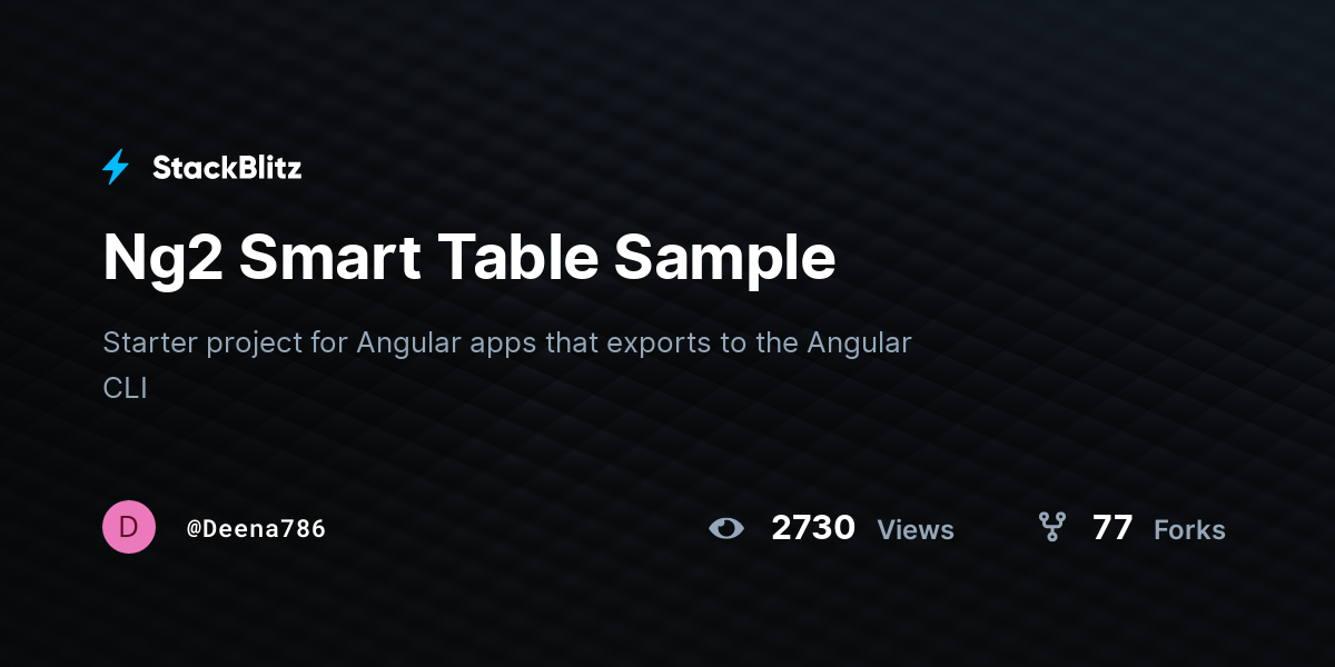 Ng2 Smart Table Sample - StackBlitz