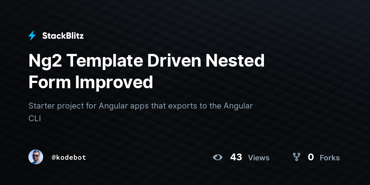 Ng2 Template Driven Nested Form Improved - StackBlitz