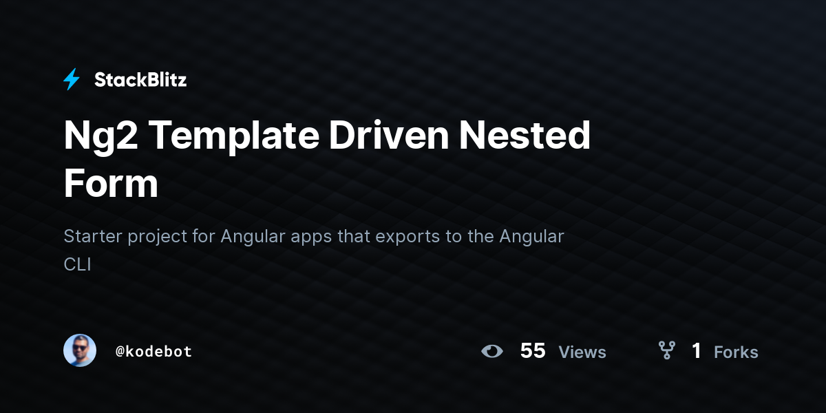 Ng2 Template Driven Nested Form - StackBlitz