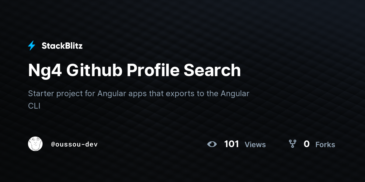 Ng4 Github Profile Search - StackBlitz
