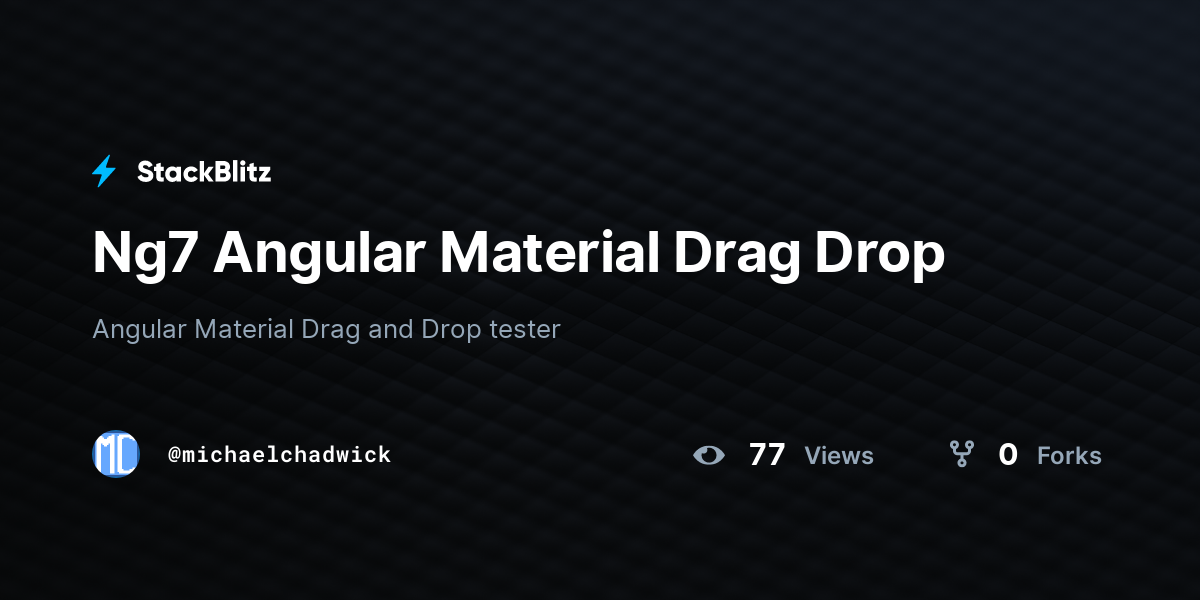 Ng7 Angular Material Drag Drop - StackBlitz