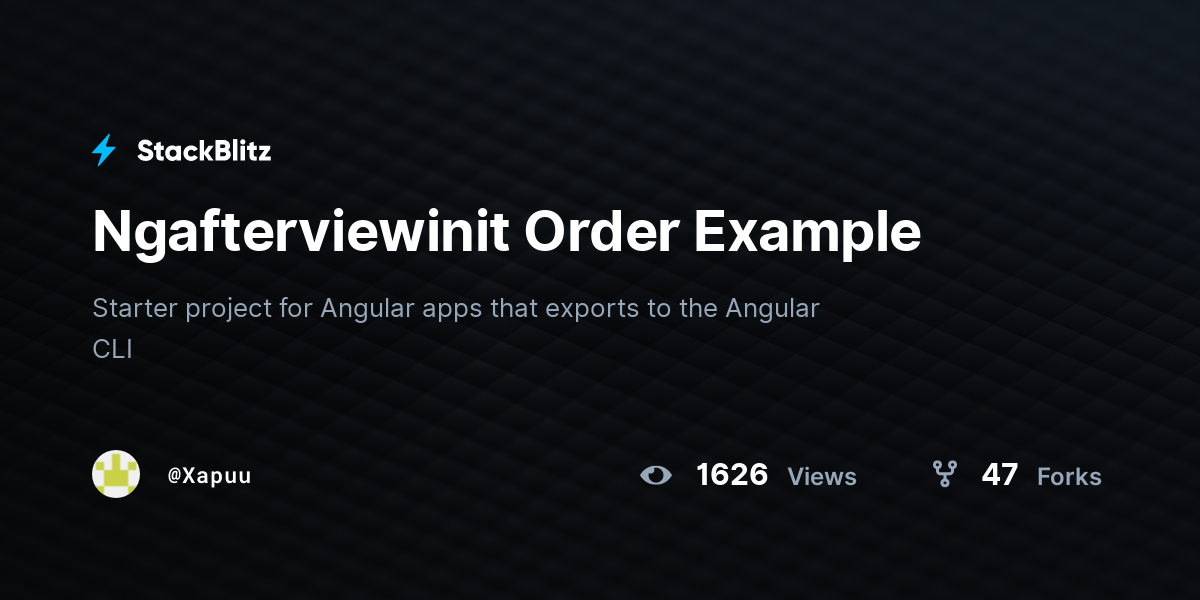 Ngafterviewinit Order Example - StackBlitz