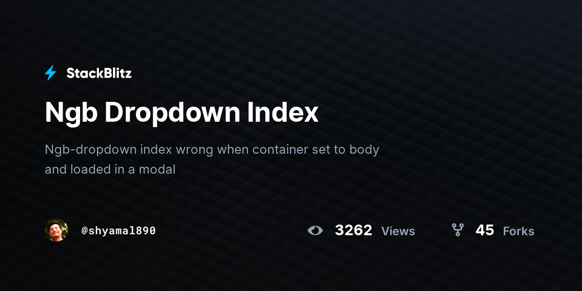 Ngb Dropdown Index - StackBlitz