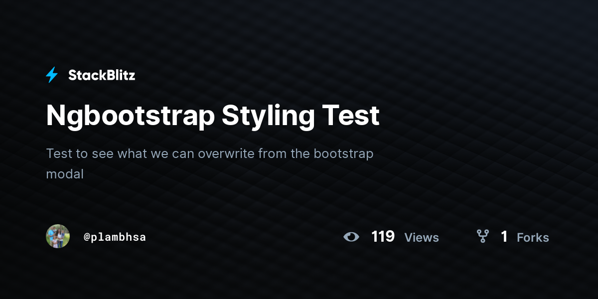 Ngbootstrap Styling Test - StackBlitz