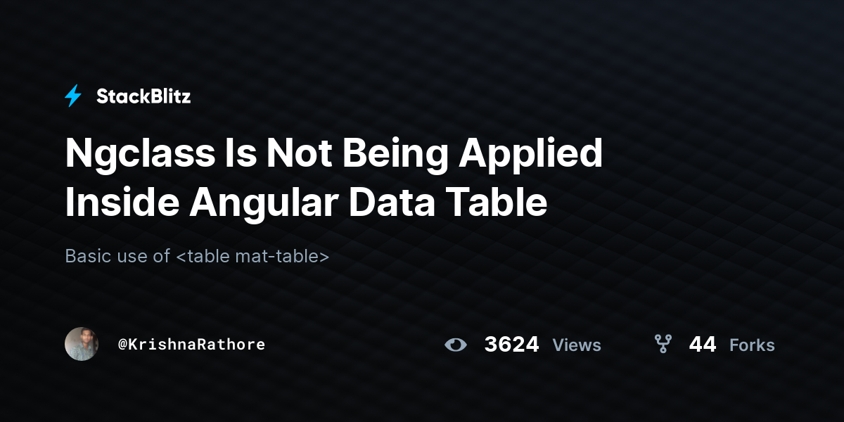 Ngclass Is Not Being Applied Inside Angular Data Table - StackBlitz