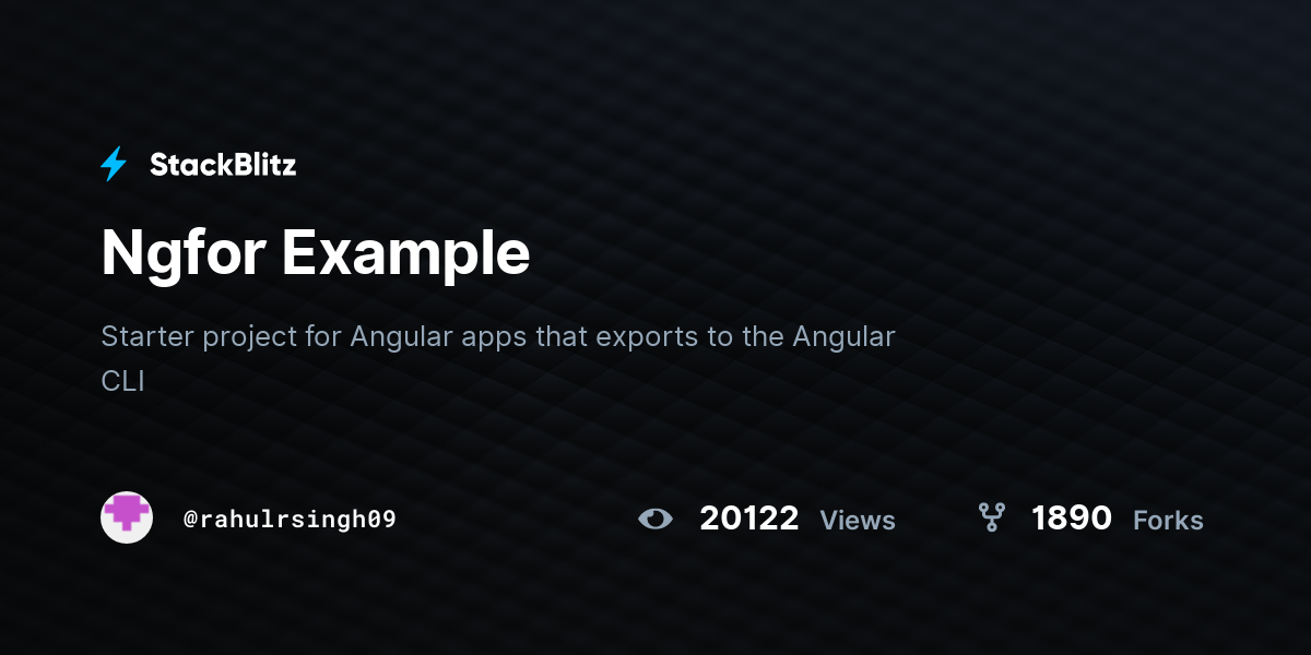 Ngfor Example - StackBlitz