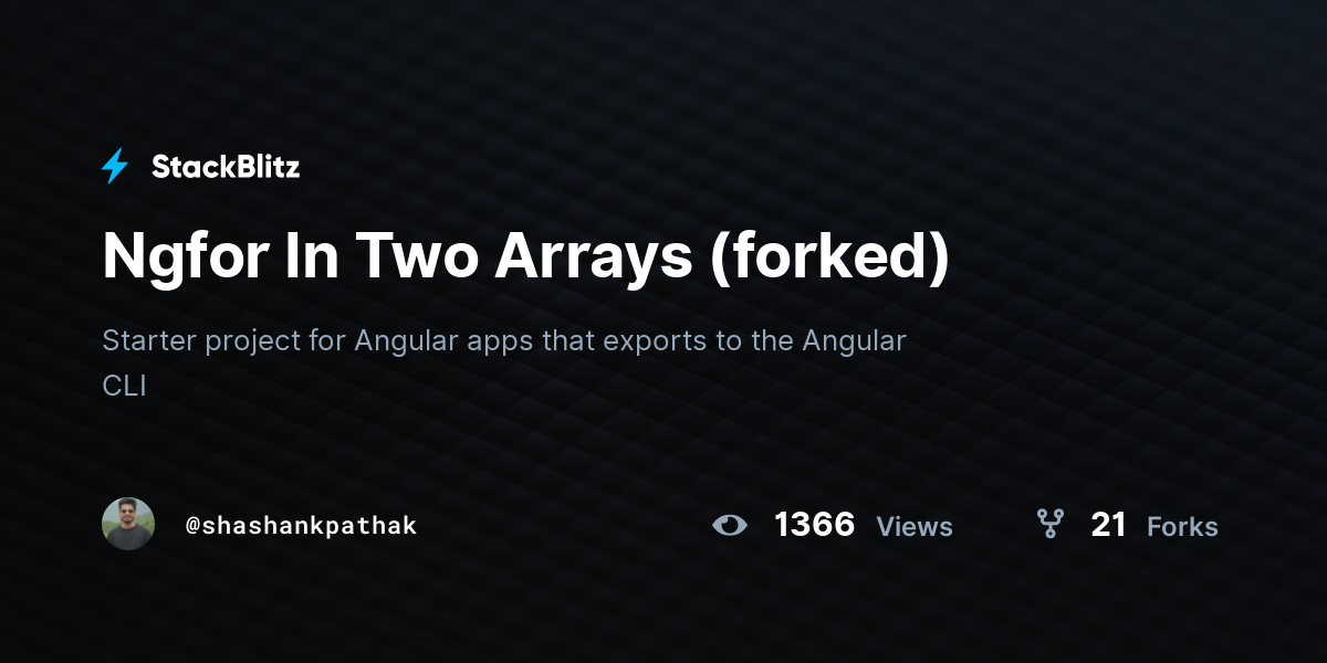Ngfor In Two Arrays (forked) - StackBlitz