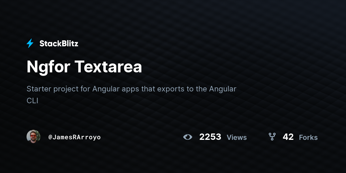 Ngfor Textarea - StackBlitz