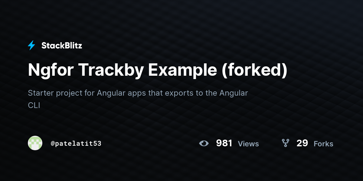 Ngfor Trackby Example (forked) - StackBlitz