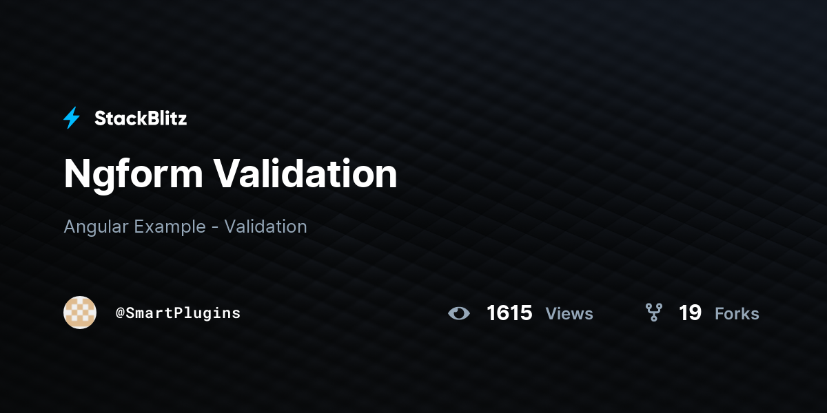 Ngform Validation - StackBlitz