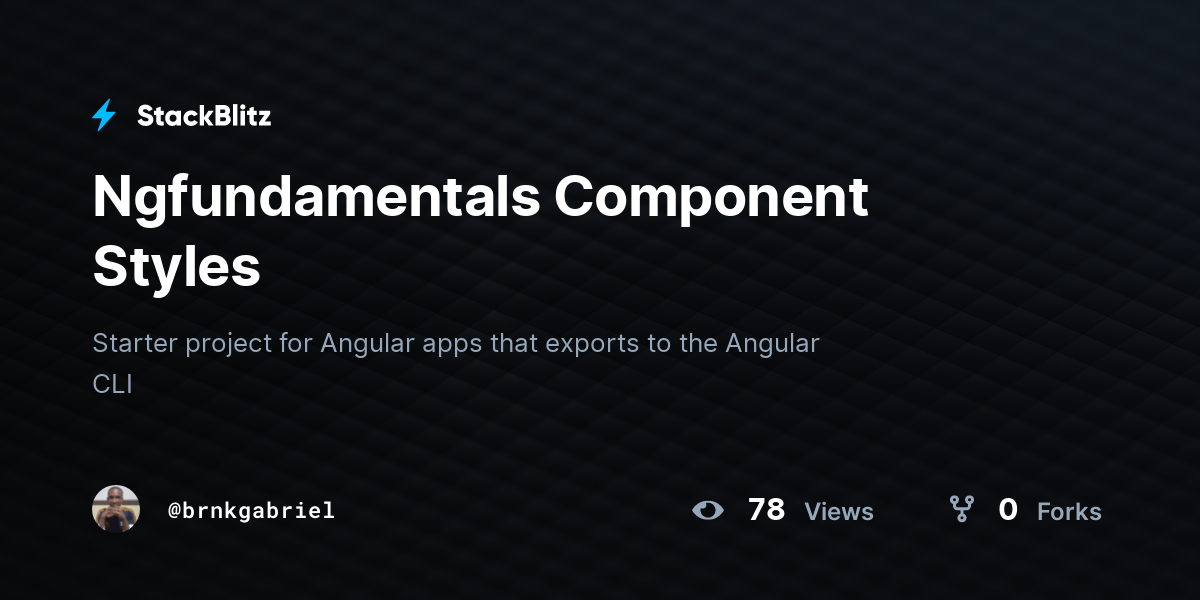 Ngfundamentals Component Styles - StackBlitz