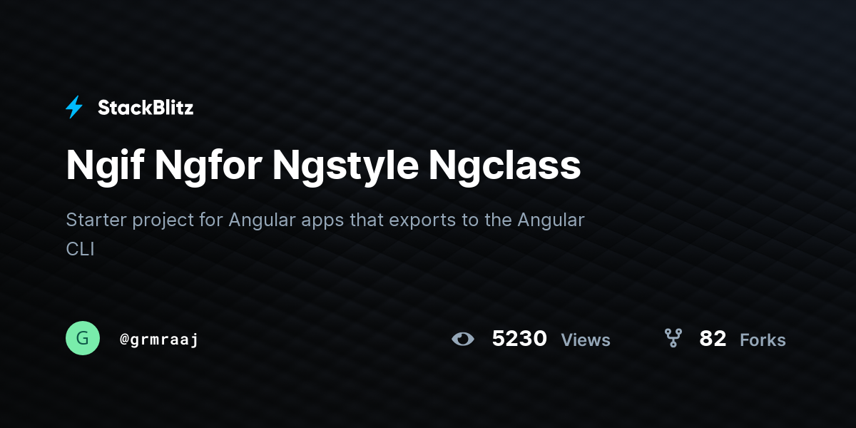 Ngif Ngfor Ngstyle Ngclass - StackBlitz