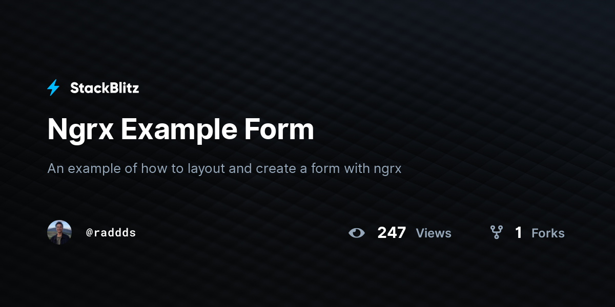 Ngrx Example Form - StackBlitz