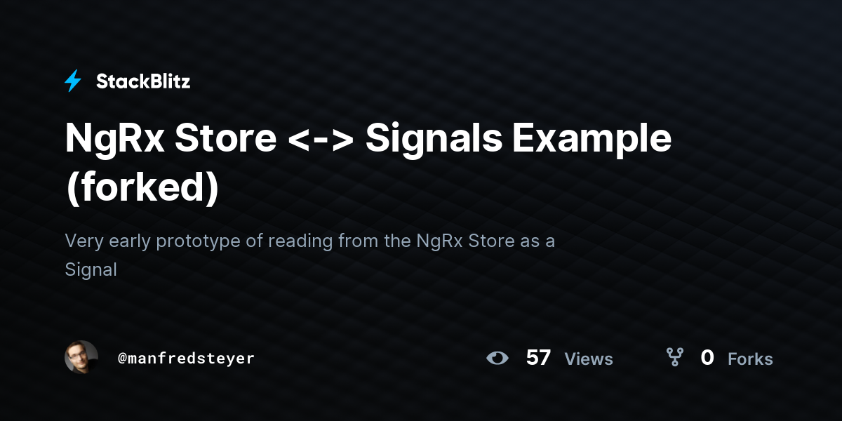 NgRx Store Signals Example (forked) - StackBlitz