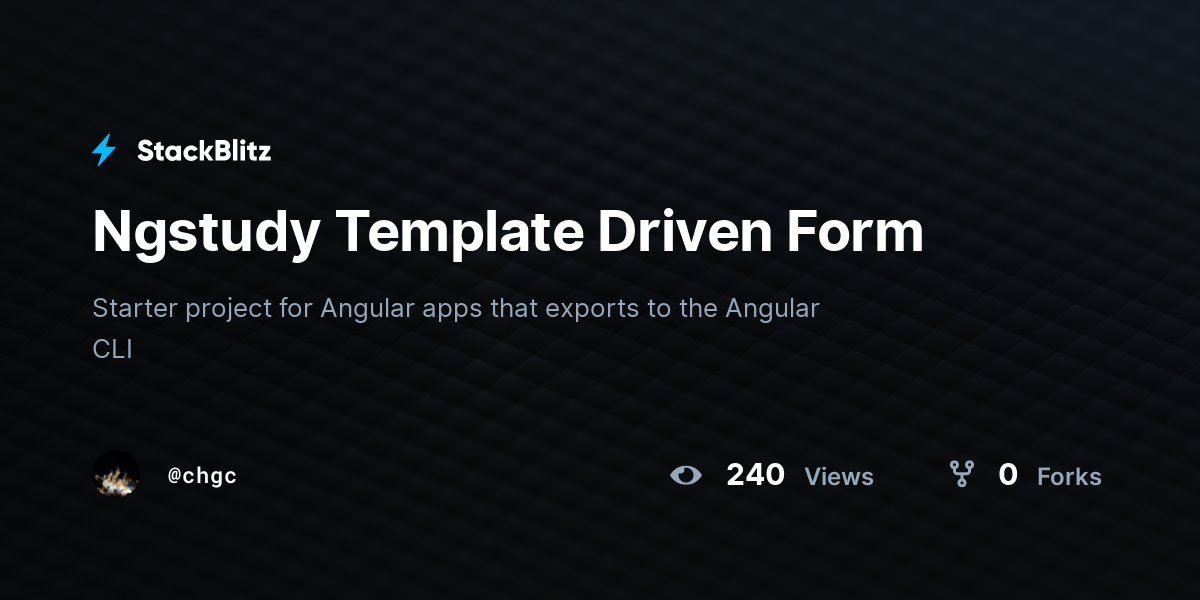 Ngstudy Template Driven Form - StackBlitz