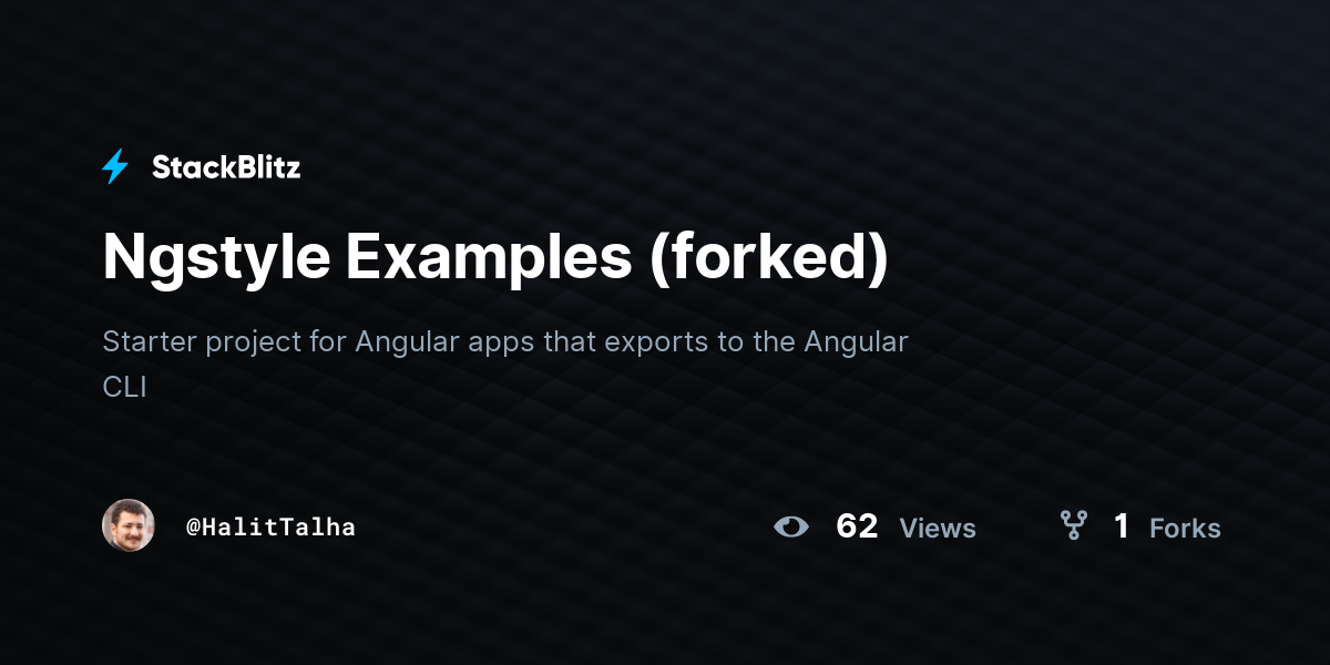 Ngstyle Examples (forked) - StackBlitz