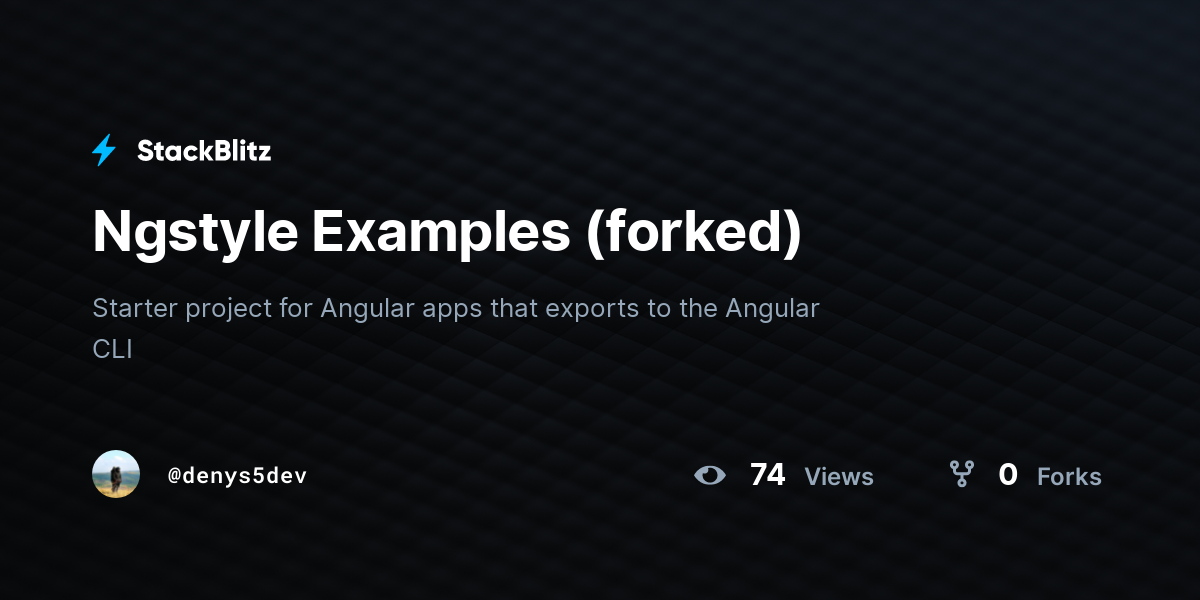 Ngstyle Examples (forked) - StackBlitz